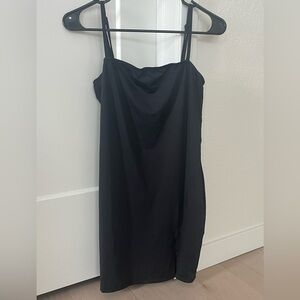 Sleek Black Mini Slip Dress with Spaghetti Straps